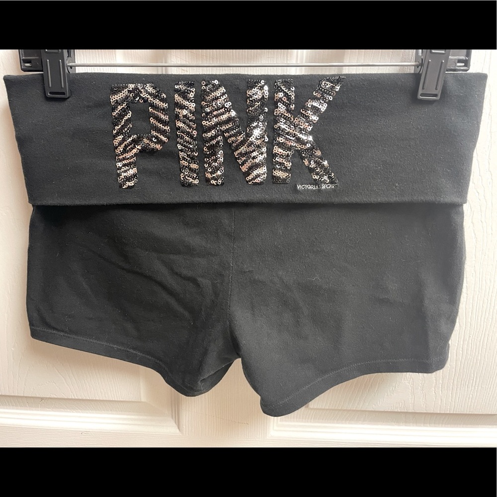 PINK Zebra Sequin Yoga Shorts